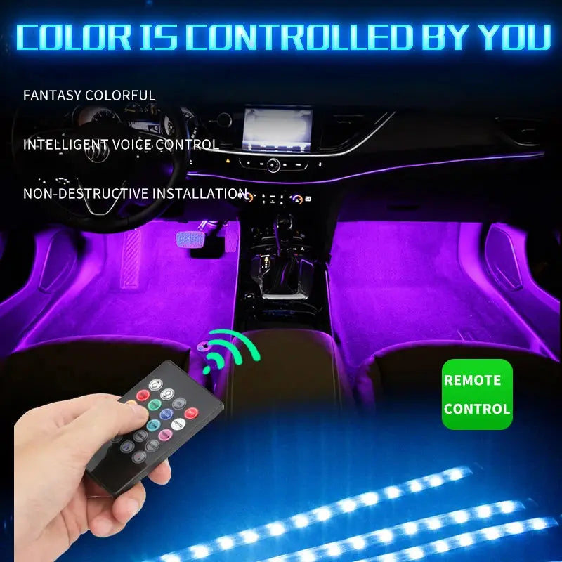 12 LED Car Interior Floor Foot Lamp AUTO Decoration Light With USB Multiple Modes Car Styling Atmosphere RGB Neon Lamp Strips BrothersCarCare