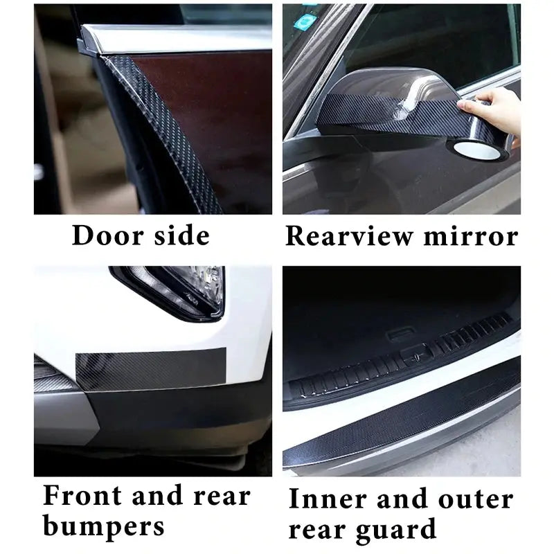 1PC Carbon Fiber Car Sticker Pasting Protective Strip Car Sill Rearview Mirror Anti Scratch Tape Waterproof Protective Film BrothersCarCare