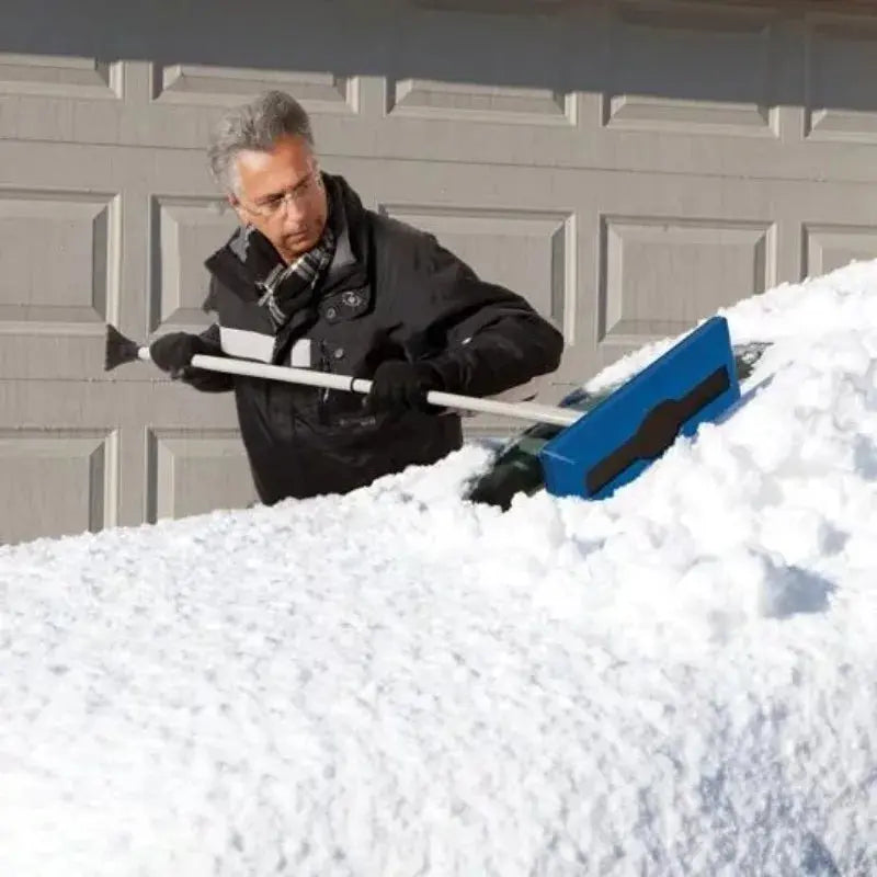 2-in-1 Telescoping Snow Broom + Ice Scraper, 18-inch, 2-Pack, Blue BrothersCarCare