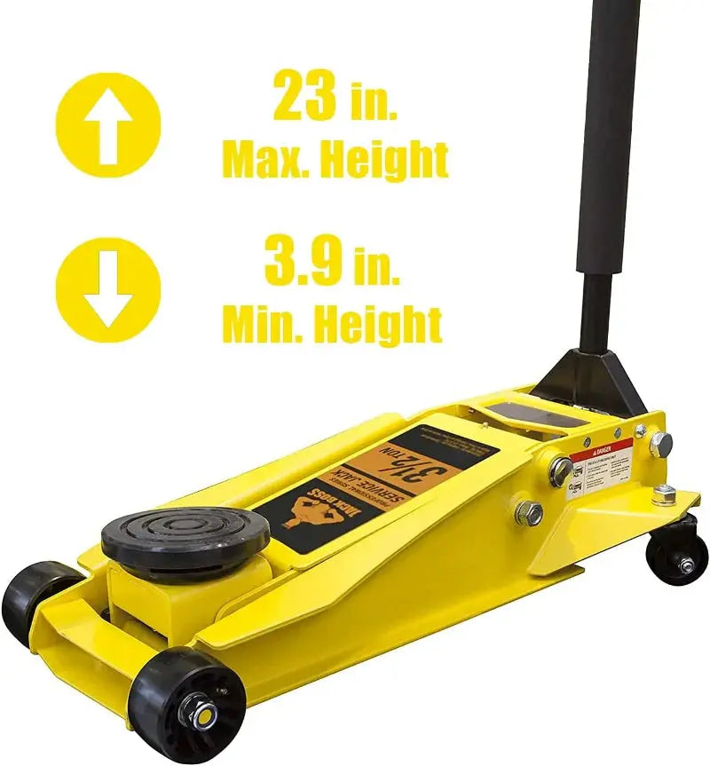 3 TON Low Profile Hydraulic Garage Car Trolley Double Pump Horizontal Mini Floor Jack with Long Allied Black Lifting Parts BrothersCarCare