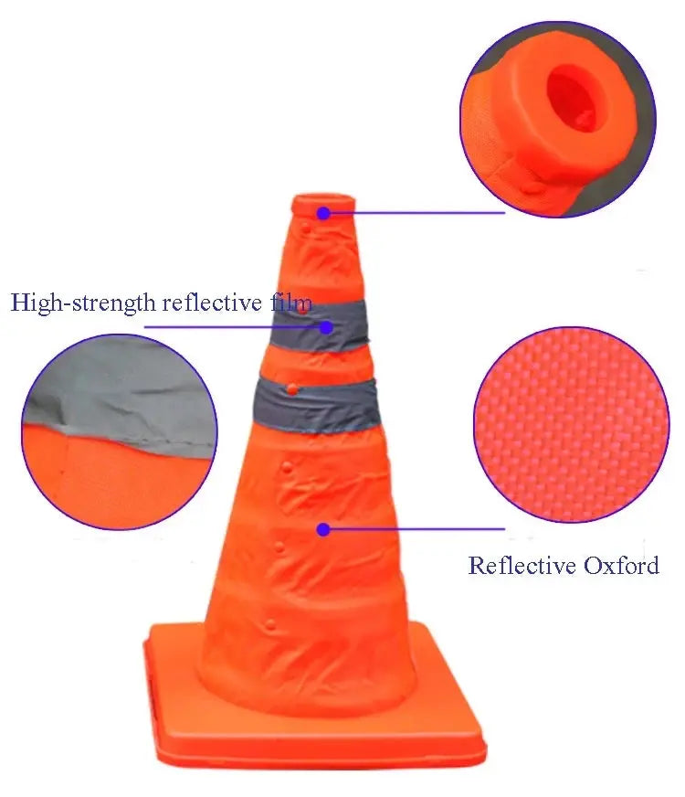 45cm Height Collapsible Traffic Cones Multi Purpose Pop up Reflective Safety Cone Soft Material Foldable Road Cone BrothersCarCare
