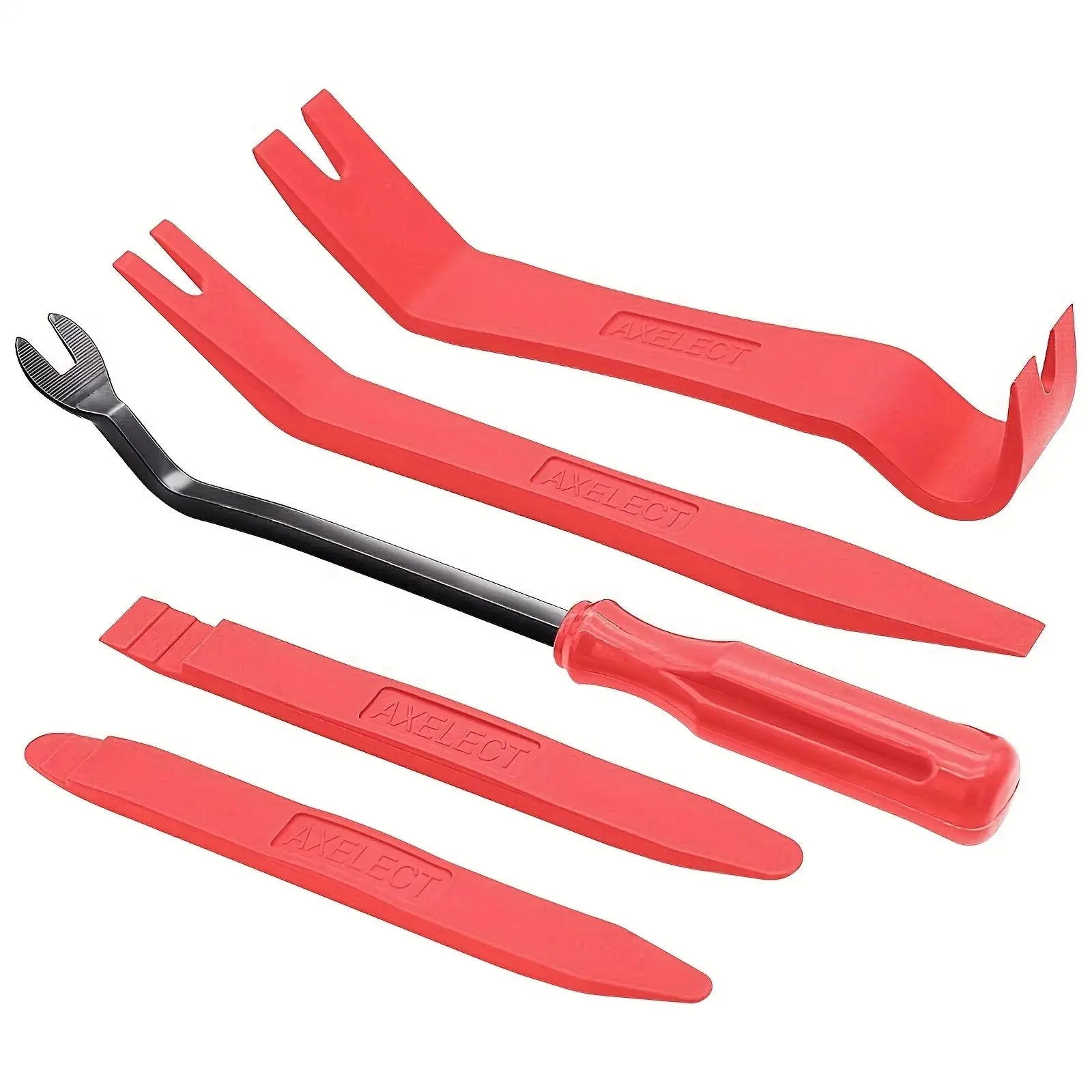 5PCS Nylon Auto Trim Removal Tool Kit No-Scratch Pry Tool Kit For Car Door Clip Panel & Audio Dashboard Dismantle Red BrothersCarCare