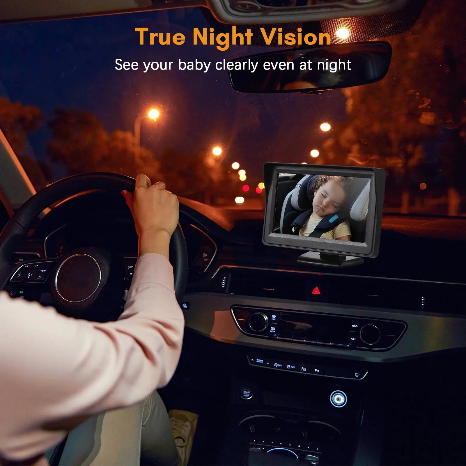 Baby Car Monitor 720P Monitor Camera for Baby Rear Facing Seat 4.3 Inch Car Seat Mirror Display 150° Wide View Night Vision BrothersCarCare