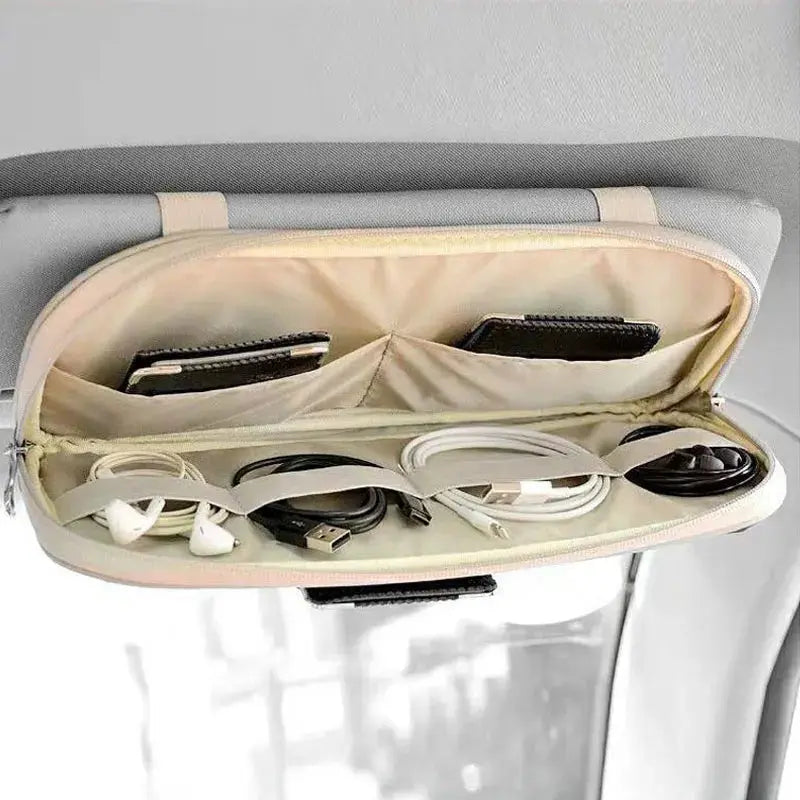 Car Sun Visor Storage Leather Multi-function Glasses Storage Bag Pocket For DS SPIRIT DS4S DS34567 DS5LS WILD RUBIS Accessories BrothersCarCare