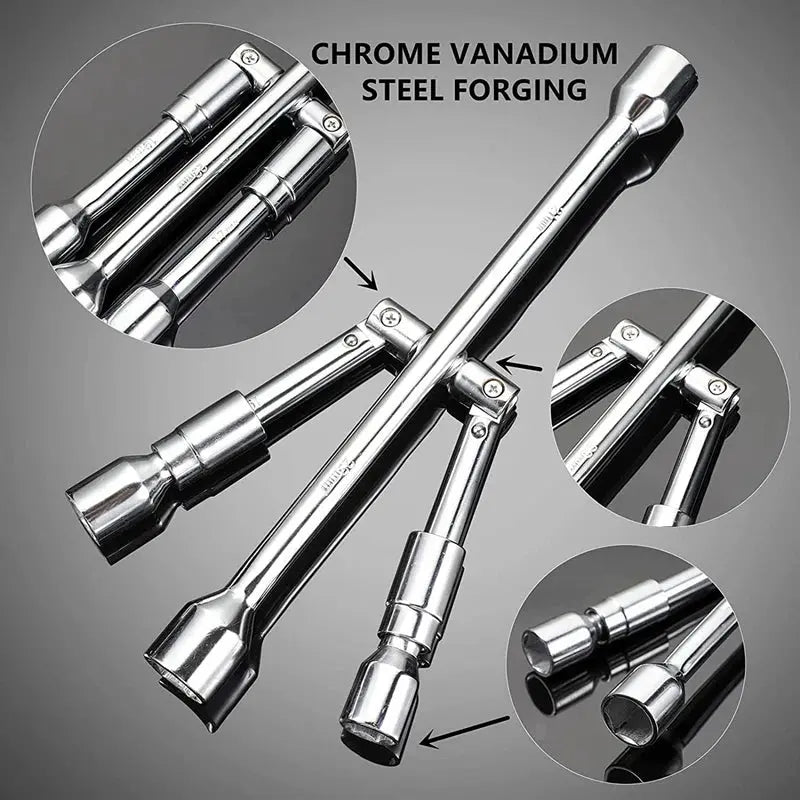Change Tire Tool Wrench, Cross Sliding Lug Wrench, Universal Foldable 17 Inch 19 Inch 21 Inch 23 Inch Cross Socket BrothersCarCare
