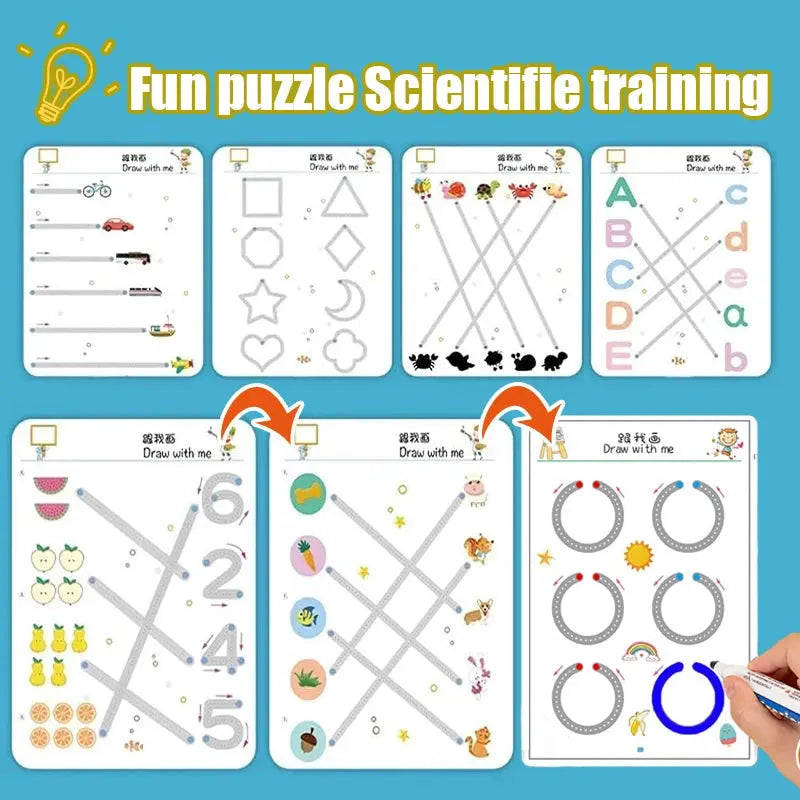 Children Montessori Drawing Toy Pen Control Training Color Shape Math Match Game Set Toddler Learning Activities Educational Toy BrothersCarCare