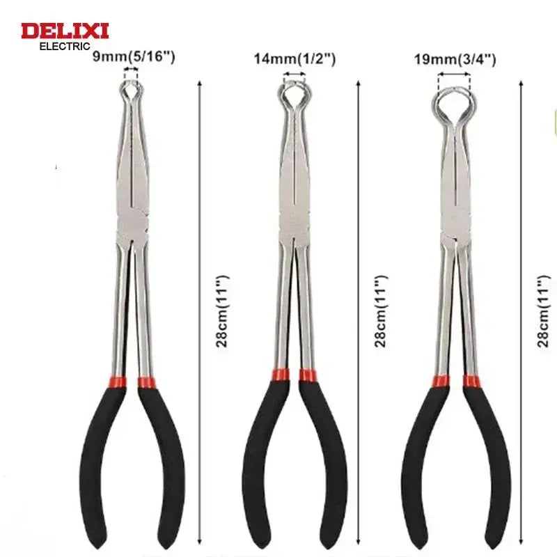 DELIXI ELECTRIC Long Needle-nose Pliers Multi-functional Long Nose Pliers 45°90° Elbow Pliers Extra Long Clamping Pliers BrothersCarCare