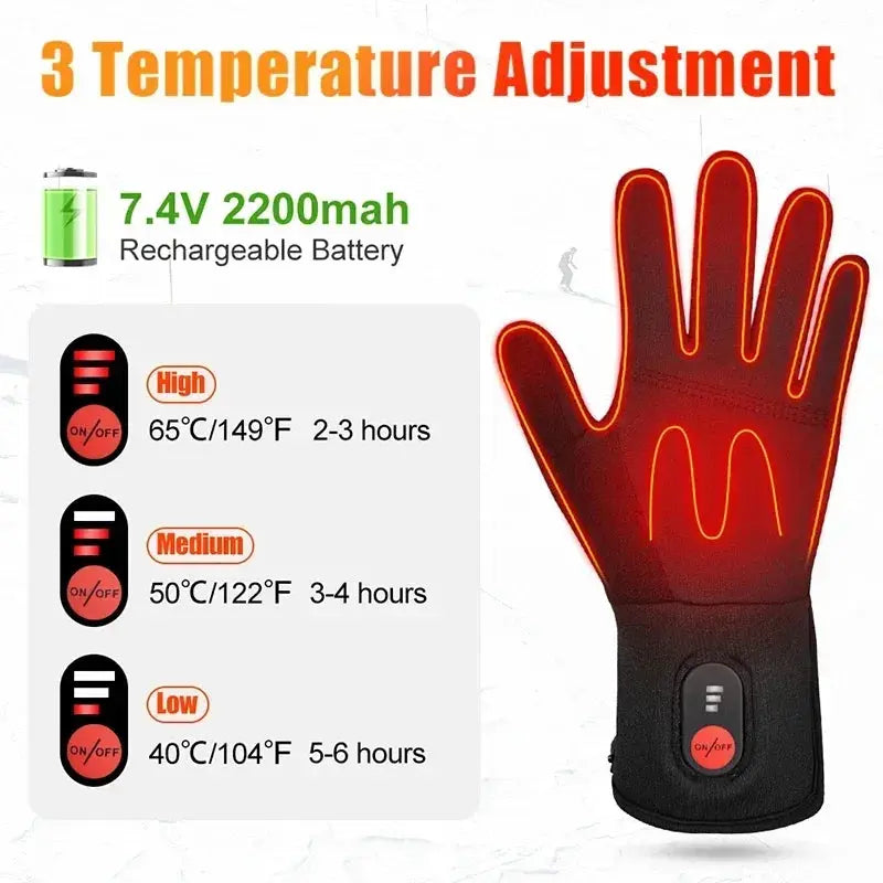 Heated Gloves Electric Ski Winter Warm Support Touch Screen Glove Men Women SnowboardingThermal Skiing Liner for Outdoor BrothersCarCare