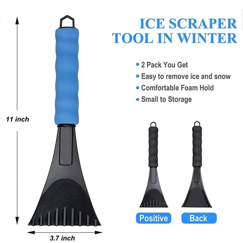 Ice Scrapers For Car Windshield 2 Pack, Snow Scraper With Foam Handle, Frost Snow Removal Brush For Car BrothersCarCare