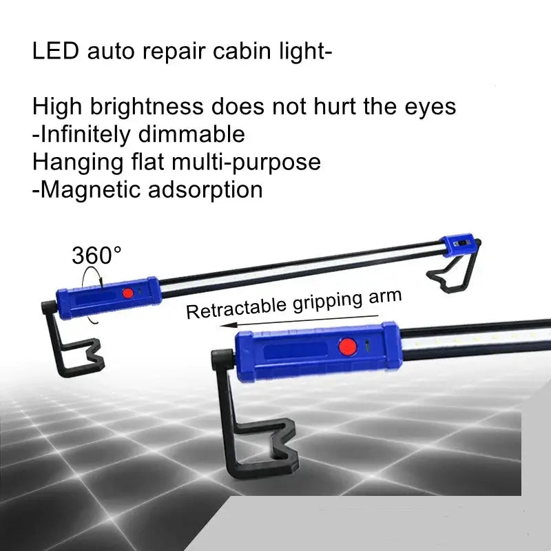 LED cabin light 360 degree adjustable auto repair overhaul light rechargeable auto repair work light long strip work light BrothersCarCare
