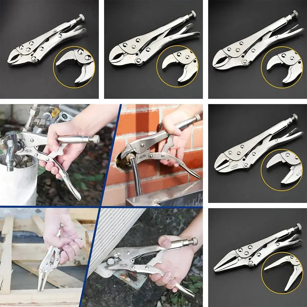 Locking Pliers Set CRV Lock Pliers Curved Jaw Pliers Straight Long Nose C Clamp Locking Clamp Multi-function Welding Tools BrothersCarCare
