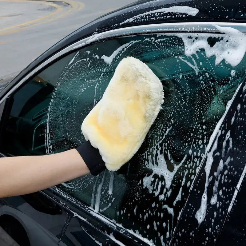 Microfiber Car Wash Gloves Soft Polishing Imitation Wool Cleaning Mitt Thickened Double-faced Plush Glove Car Wash Supplies BrothersCarCare