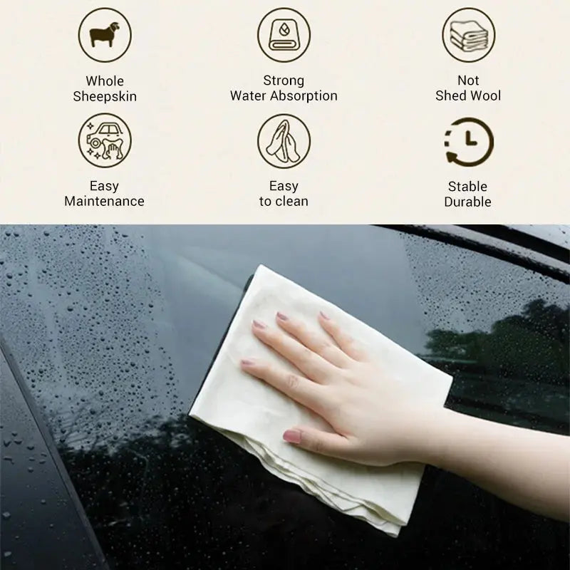 Natural Chamois Car Care Cleaning Cloth Genuine Sheepskin Wash Rag Suede Ultra Absorbent Quick Dry Towels for Car Wash Accessori BrothersCarCare