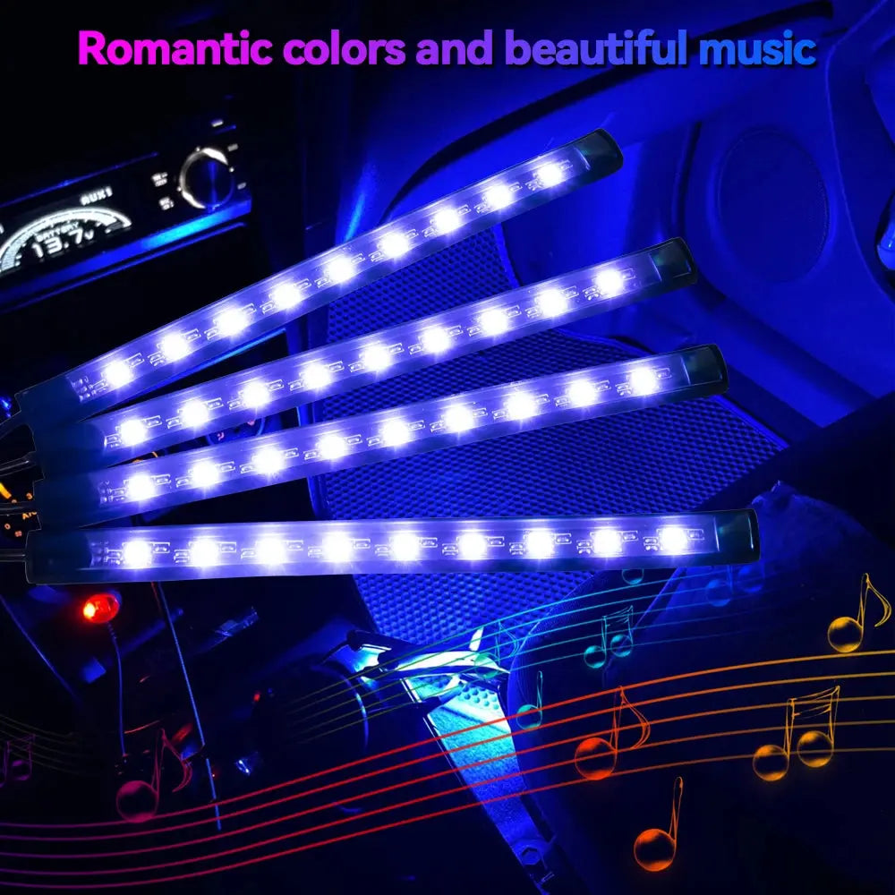 Neon 48 72 LED Car Interior Ambient Foot Light with USB Wireless Remote Music App Control Auto RGB Atmosphere Decorative Lamps BrothersCarCare