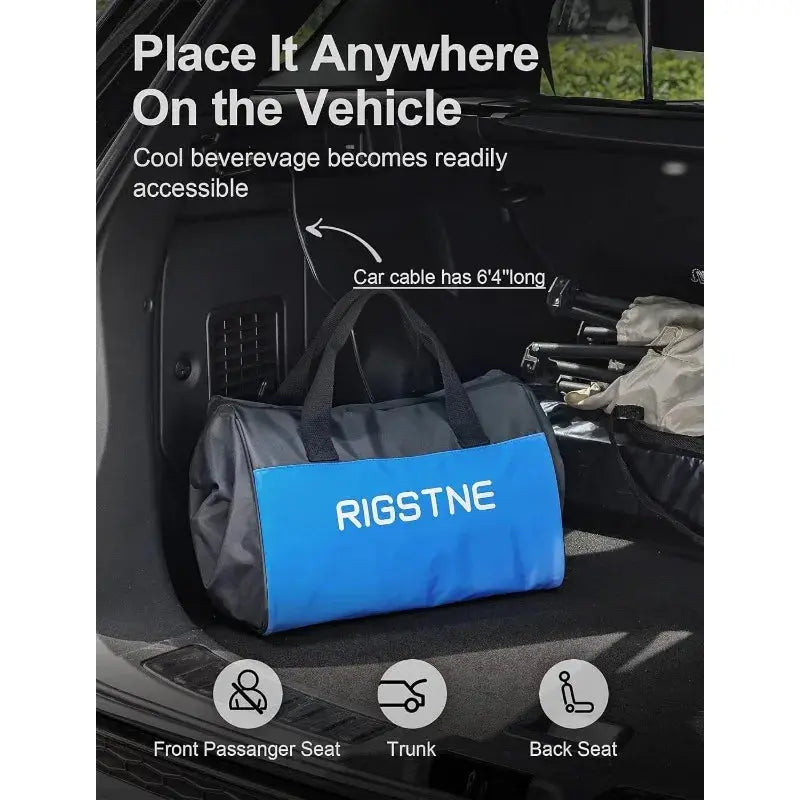 Rigstne Electric Cooler Bag, 12V Thermoelectric Cooler Warmer Plug in for Vehicles, Portable Cooler Refrigerator for Car, RV BrothersCarCare
