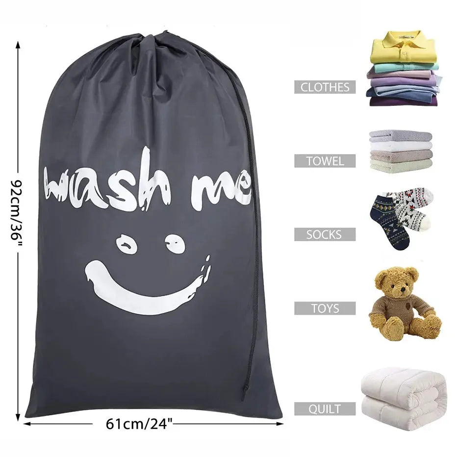 Smile Shape Nylon Laundry Bag Wash Me Travel Storage Pouch Machine Washable Dirty Clothes Organizer Wash Drawstring Bag BrothersCarCare