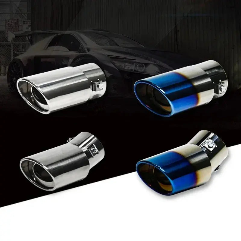 Universal Car Exhaust Muffler Tip Round Stainless Steel Car Tail Rear Chrome Round Exhaust Pipe Tail Muffler Tip Pipe Nozzle BrothersCarCare