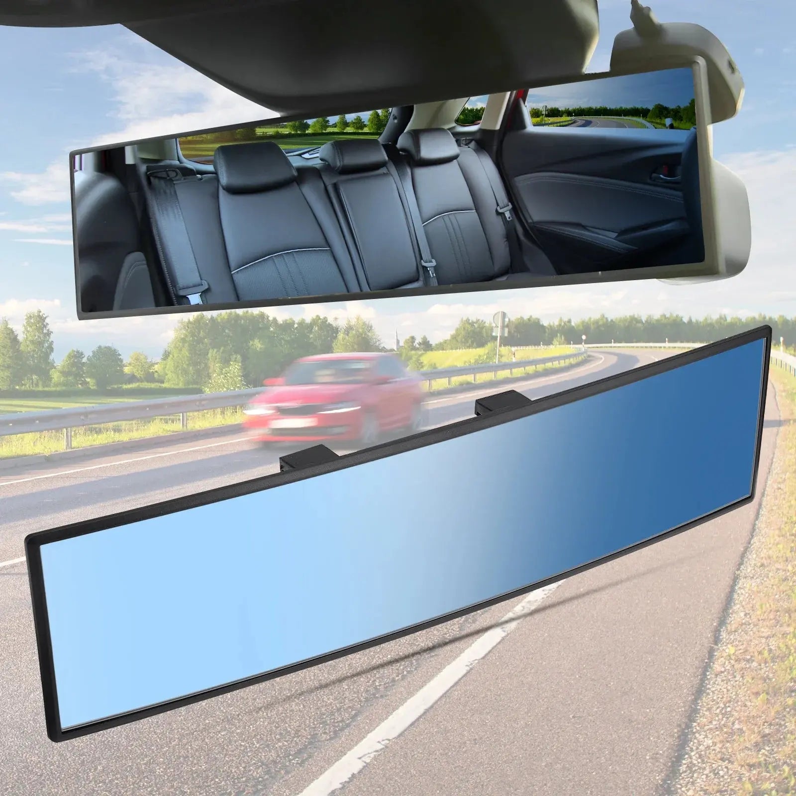 Universal Rear View Mirror 30cm Panoramic Convex Rearview Mirror For Car SUV Truck Anti-glare Clip-on Wide Angle Interior Mirror BrothersCarCare